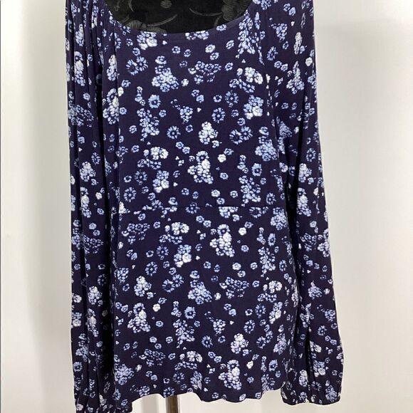 Lane Bryant Plus Blue Blouson Sleeve Square Neck Top - Picture 9 of 15